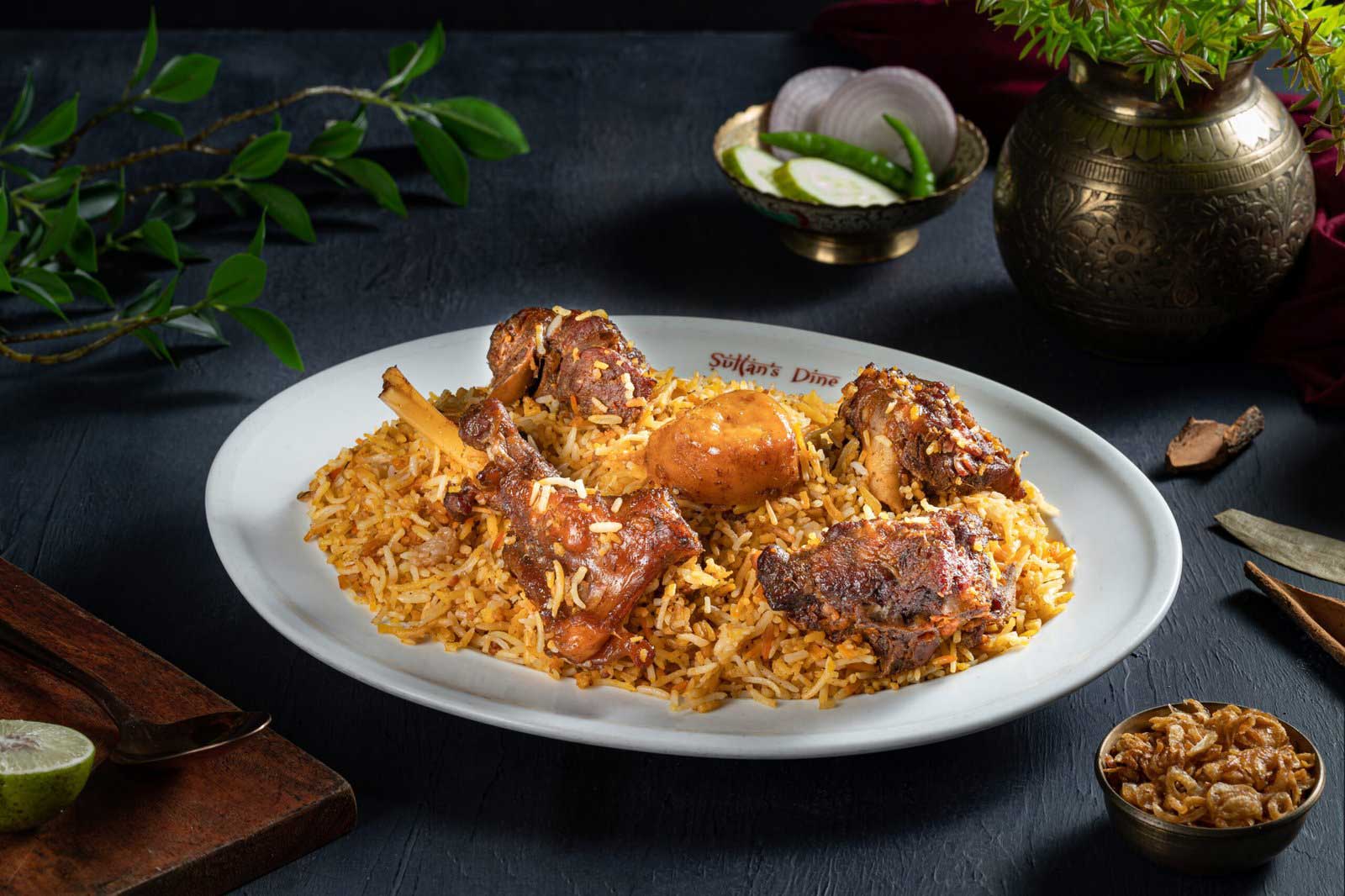 Traditional Bangladeshi kacchi biryani served at a local restaurant in Dhaka